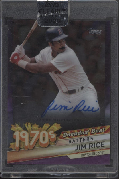 Jim Rice 2020 Topps Clearly Authentic '70s Decades' Best Purple Auto 06/10