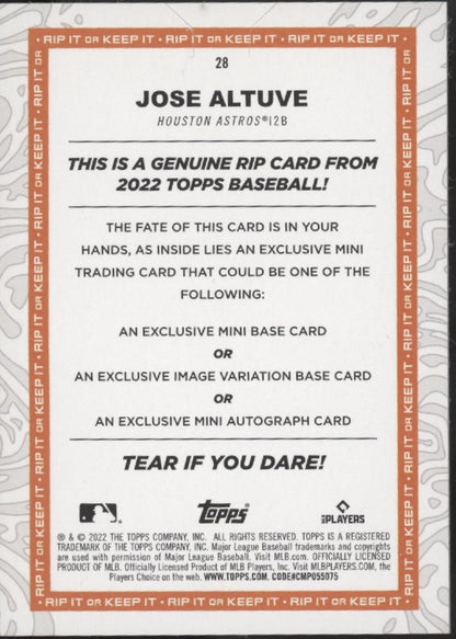 Jose Altuve 2022 Topps Rip Card Orange 59/75 #28