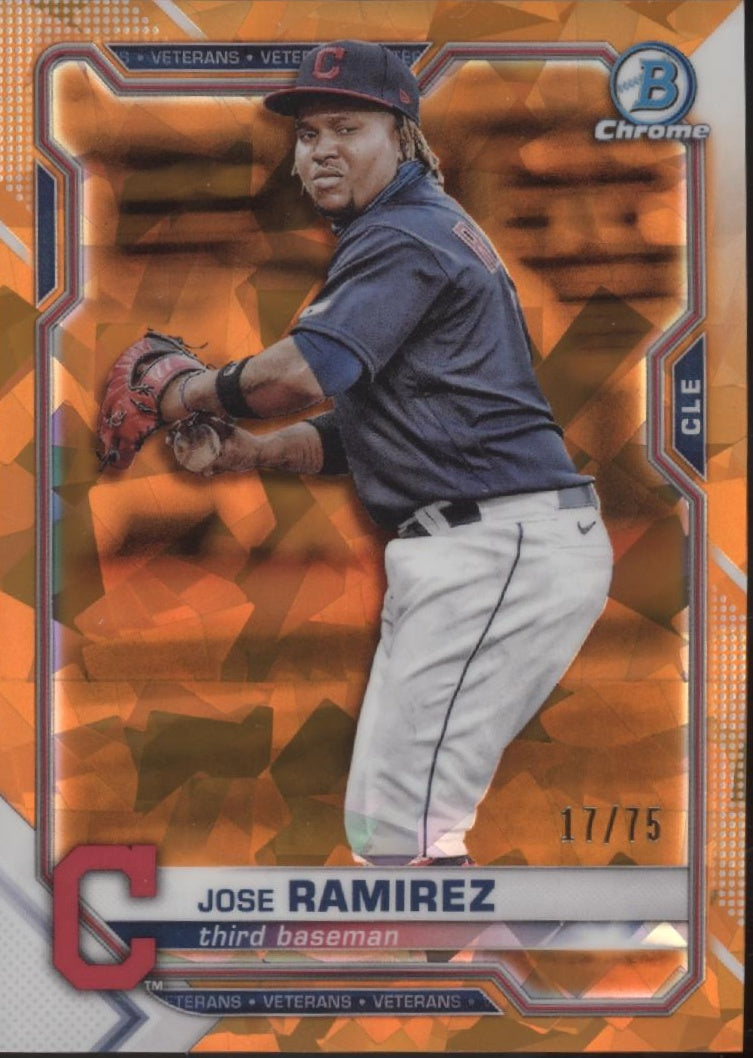 Jose Ramirez 2021 Bowman Chrome Veterans Orange Ice Refractor 17/75 #19