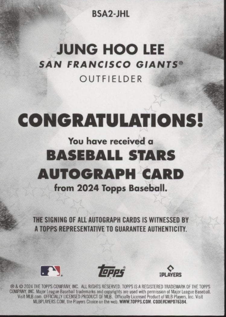 Jung Hoo Lee 2024 Topps Series 2 Stars RC Auto #BSA2-JHL