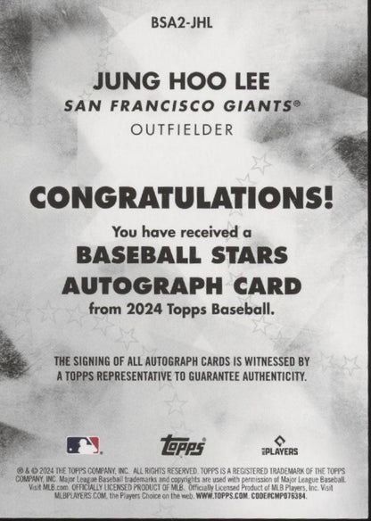 Jung Hoo Lee 2024 Topps Series 2 Stars RC Auto #BSA2-JHL