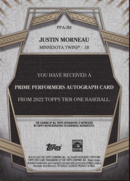 Justin Morneau 2022 Topps Tier One Prime Performers Auto 076/299 #PPA-JM