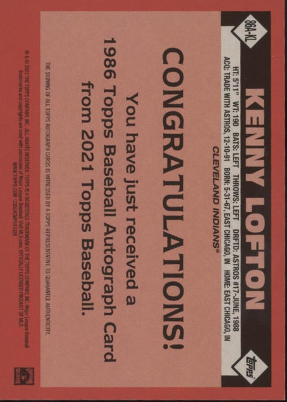 Kenny Lofton 2021 Topps 35th Anniversary '86 Auto #86A-KL