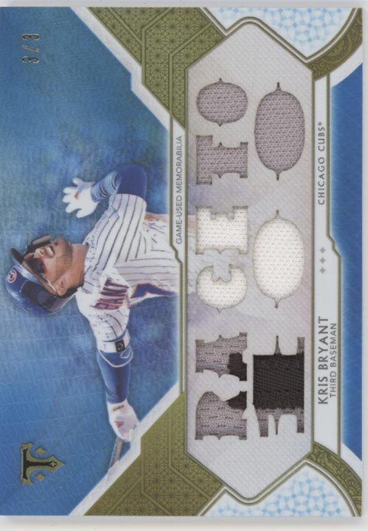 Kris Bryant 2018 Topps Triple Threads Sapphire Swatch 3/3 #TTR-KB1