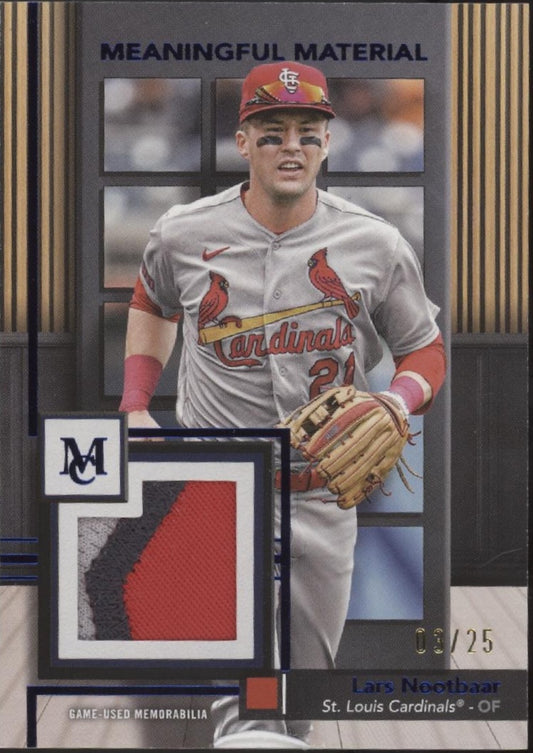 Lars Nootbaar 2024 Topps Museum Collection Meaningful Material Blue Swatch 03/25