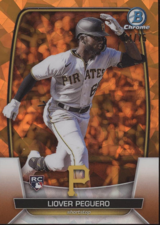 Liover Peguero 2023 Bowman Chrome Orange Ice Refractor RC 14/75 #72