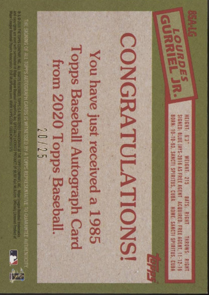 Lourdes Gurriel Jr. 2020 Topps 35th Anniversary Red Auto 20/25 #85A-LG