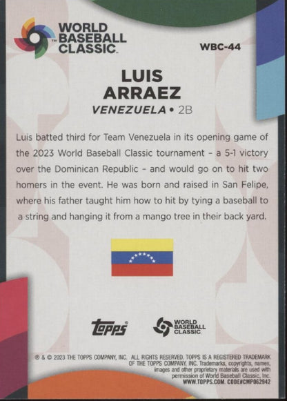 Luis Arraez 2023 Topps World Baseball Classic Venezuela Gold 60/75 #WBC-44