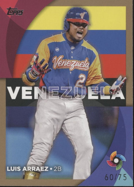 Luis Arraez 2023 Topps World Baseball Classic Venezuela Gold 60/75 #WBC-44
