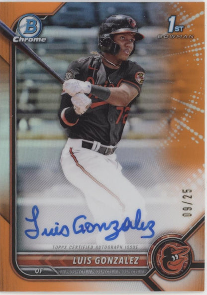 Luis Gonzalez 2022 Bowman Chrome Prospects Orange Refractor Auto 09/25 #CPA-LG
