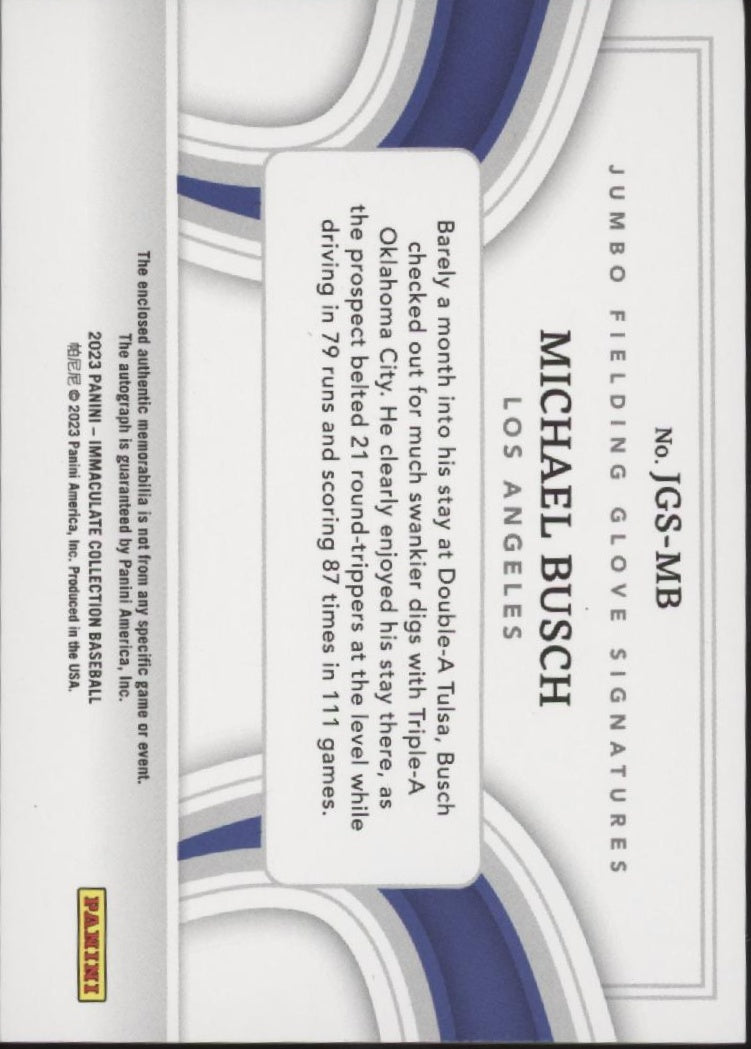 Michael Busch 2023 Panini Immaculate Collection Swatch Auto 48/49 #JGS-MB