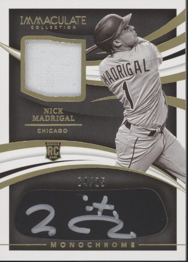 Nick Madrigal 2021 Panini Immaculate Collection Swatch RC Auto 04/25 #MJ-NM