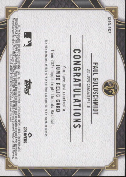 Paul Goldschmidt 2022 Topps Triple Threads Gold Swatch 5/9 #SJR3-PG2