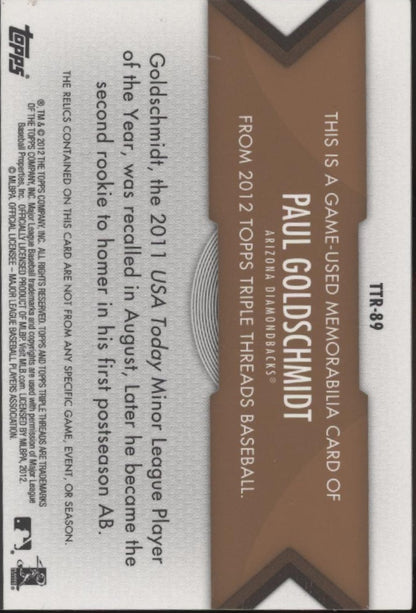 Paul Goldschmidt 2012 Topps Triple Threads Swatch 17/27 #TTR-89