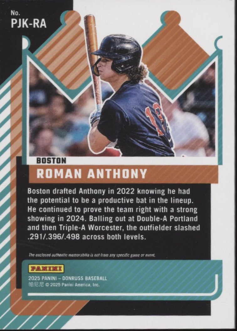 Roman Anthony 2025 Panini Donruss Prospect Jersey Kings Orange Ice Foil Swatch