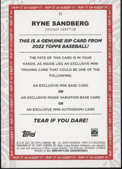 Ryne Sandberg 2022 Topps Rip Card Fuchsia 28/65 #11