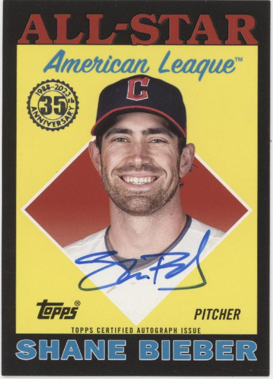 Shane Bieber 2023 Topps 35th Anniversary '88 All-Star Black Border Auto 16/50