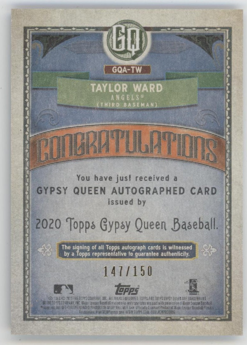Taylor Ward 2020 Topps Gypsy Queen Blue RC Auto 147/150 #GQA-TW