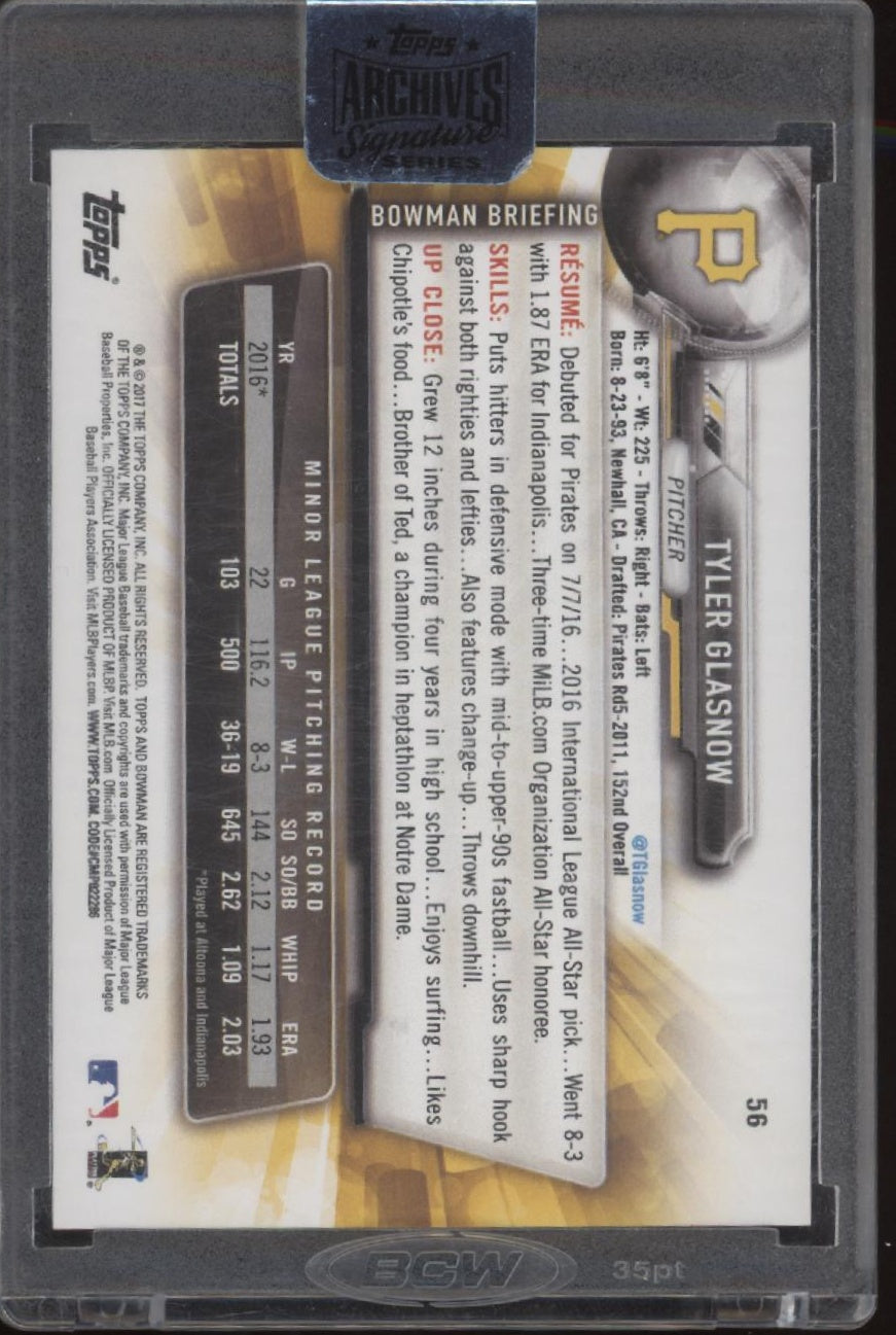 Tyler Glasnow 2018 Topps Archives Signature Series RC Auto 59/99 #56