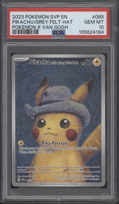 Pikachu with Grey Felt Hat Pokemon x Van Gogh Museum Promo #085 PSA 10