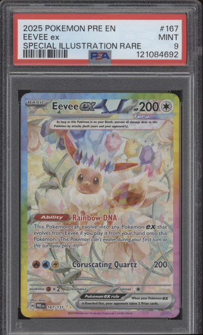 Eevee ex Pokemon Prismatic Evolutions Special Illustration Rare #167 PSA 9 #2