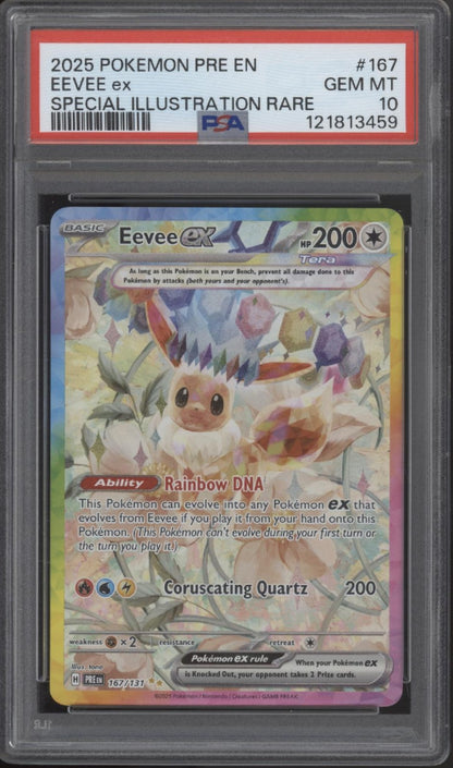 Eevee ex Pokemon Prismatic Evolutions Special Illustration Rare #167 PSA 10