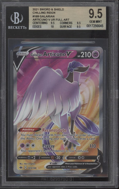 Galarian Articuno V Pokemon Chilling Reign Full Art #169 Beckett 9.5