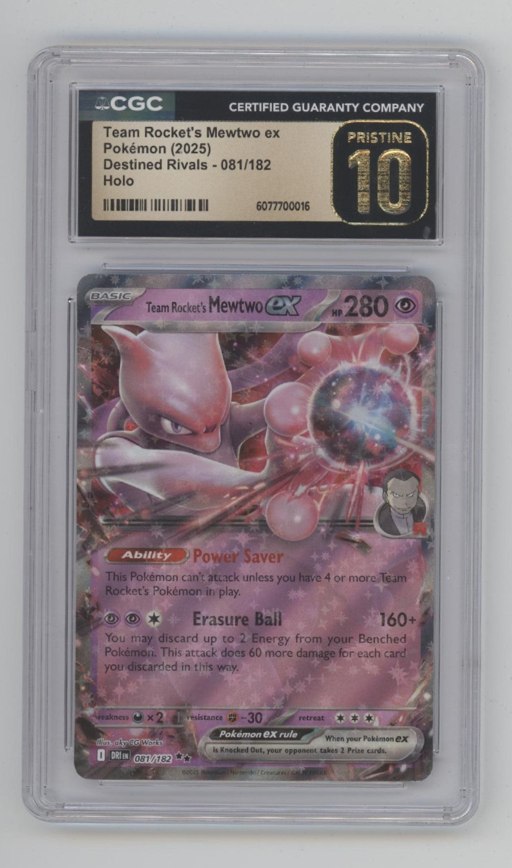 Team Rocket's Mewtwo ex Pokemon Destined Rivals Holo #081 CGC 10 Pristine