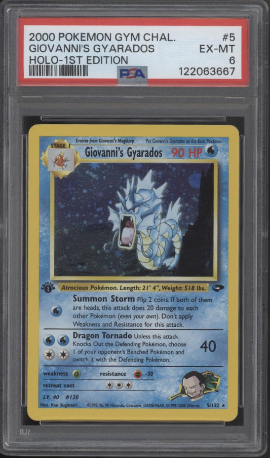 Giovanni's Gyarados Pokemon Gym Challenge Holo 1st Edition #5 PSA 6