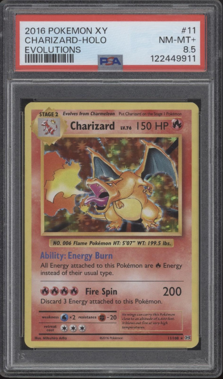 Charizard Pokemon XY Evolutions Holo #11 PSA 8.5