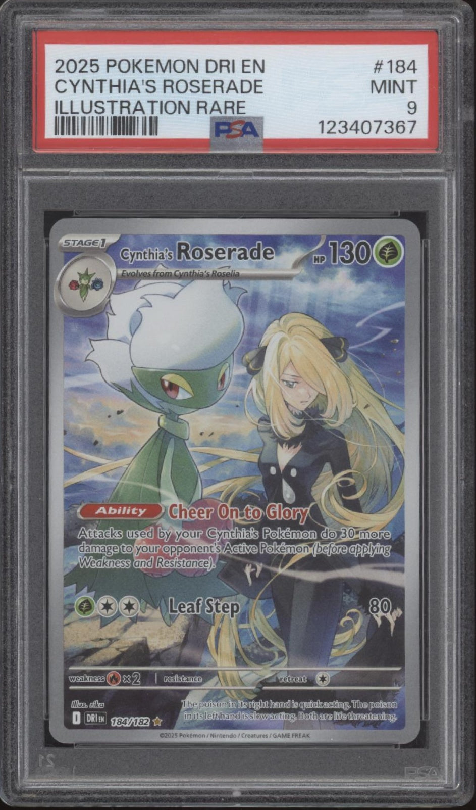 Cynthia's Roserade Pokemon Destined Rivals Illustration Rare #184 PSA 9 #2