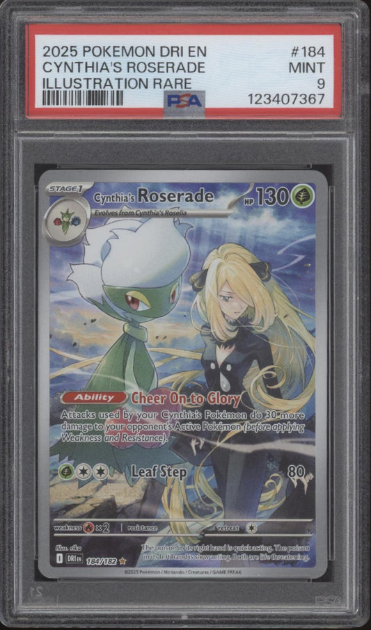 Cynthia's Roserade Pokemon Destined Rivals Illustration Rare #184 PSA 9 #2