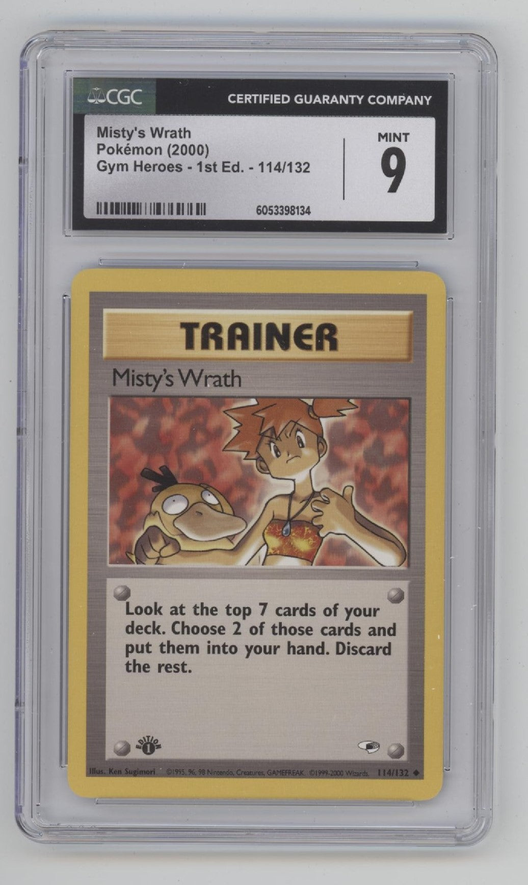 Misty's Wrath Pokemon Gym Heroes 1st Edition #114 CGC 9