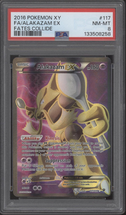 Alakazam ex Pokemon Fates Collide Full Art #117 PSA 8