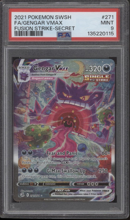 Gengar VMAX Pokemon Fusion Strike Secret Full Art #271 PSA 9