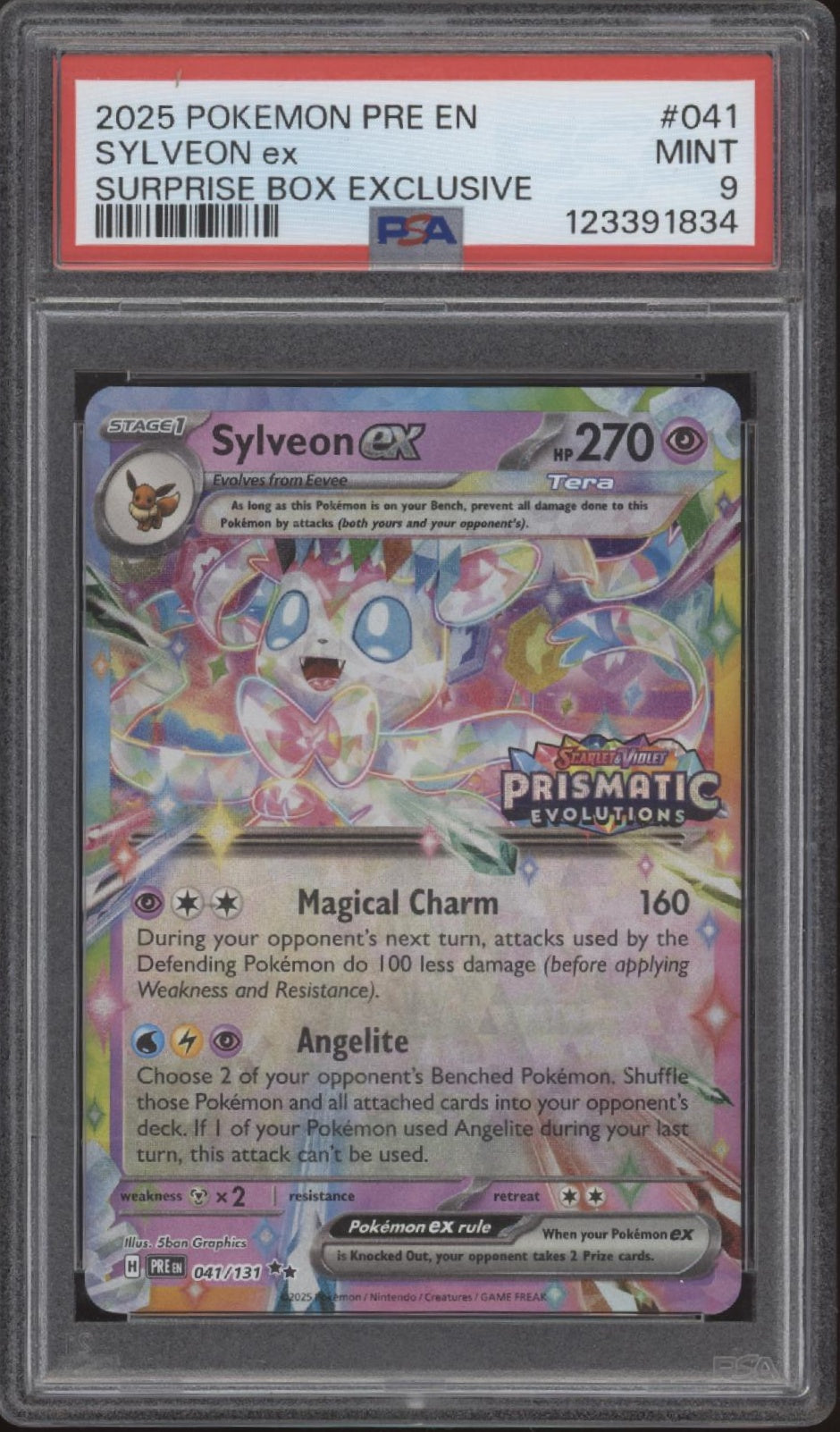Sylveon ex Pokemon Prismatic Evolutions Surprise Box Exclusive #041 PSA 9
