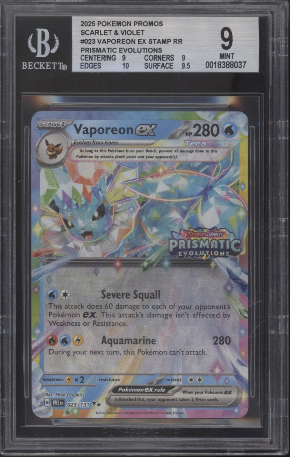Vaporeon ex Pokemon Prismatic Evolutions Promo #023 Beckett 9