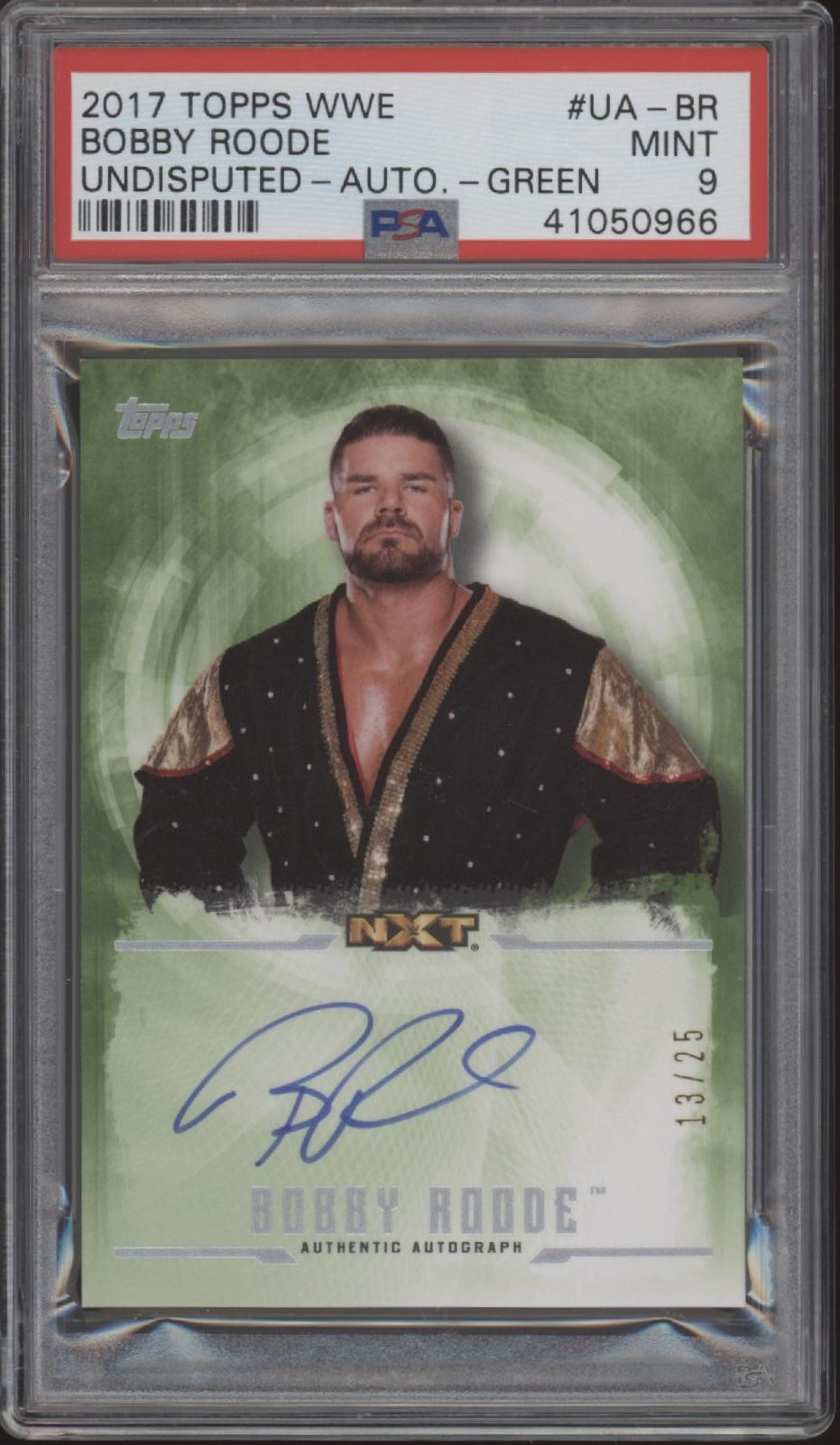 Bobby Roode 2017 Topps Undisputed Green Auto 13/25 #UA-BR PSA 9