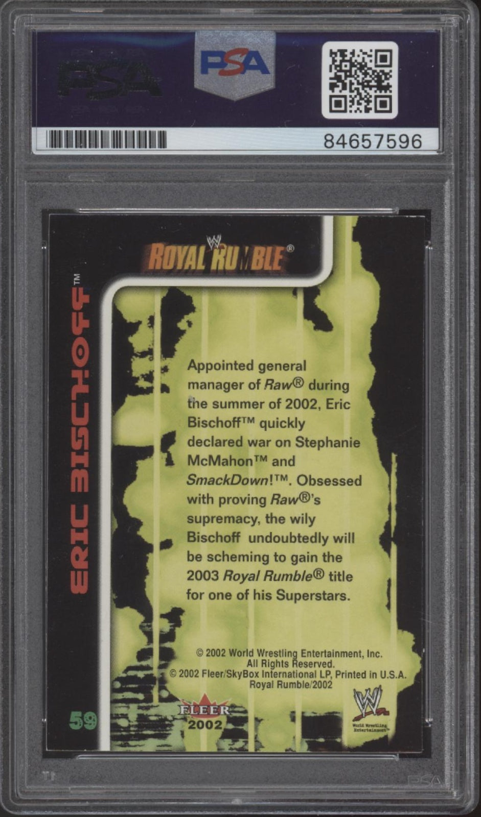 Eric Bischoff 2002 Fleer Royal Rumble #59 with PSA Authentic Autpo