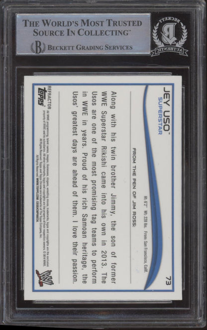 Jey Uso 2014 Topps Chrome Refractor #73 with Beckett Witnessed Auto
