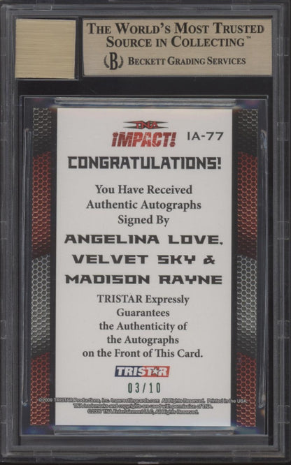 Love / Sky / Rayne 2009 Tristar Green Triple Auto 03/10 Beckett 9.5 / 9 (Auto)