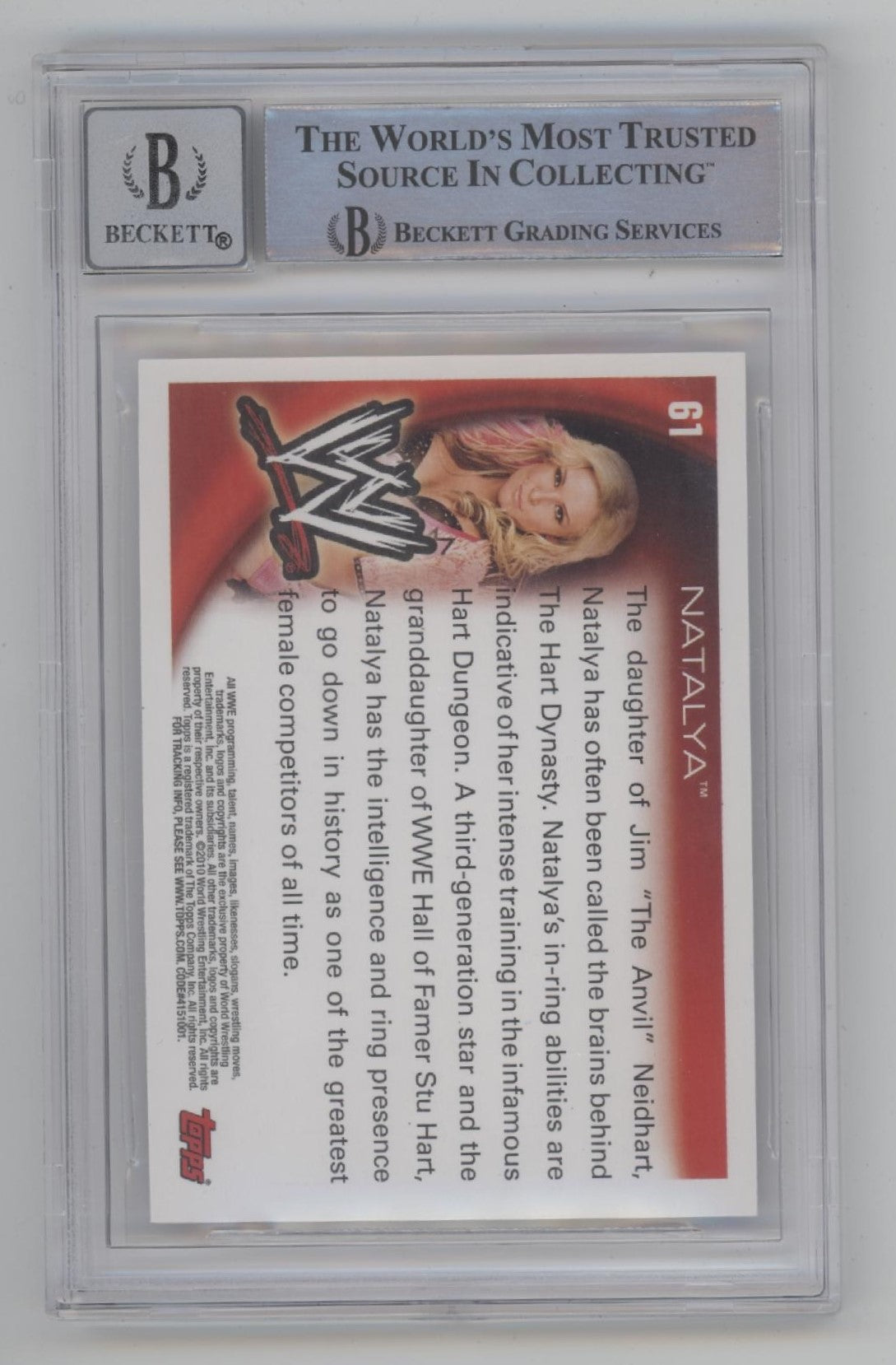 Natalya 2010 Topps #61 with Beckett Witnessed Auto 10