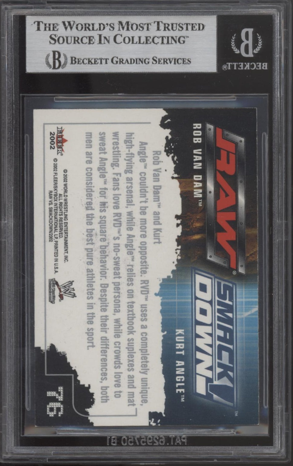 Rob Van Dam / Kurt Angle 2002 Fleer #76 with Beckett Authentic Autos