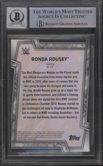 Ronda Rousey 2018 Topps Women's Division #25 with Beckett Witnessed Auto 10
