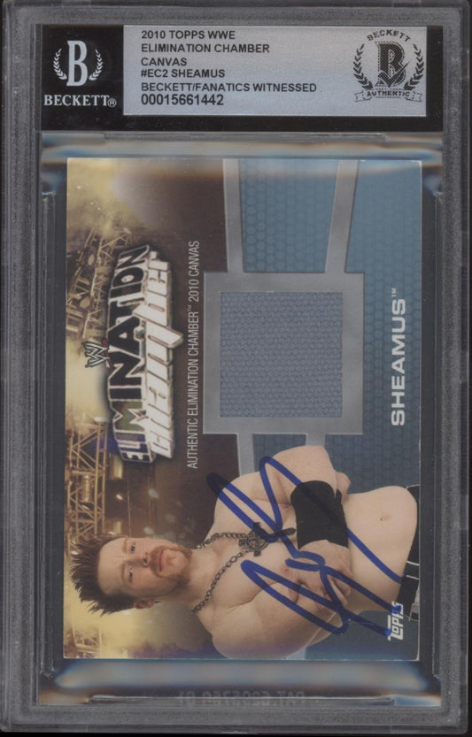 Sheamus 2010 Topps Elimination Chamber Swatch #EC2 with Beckett Witnessed Auto