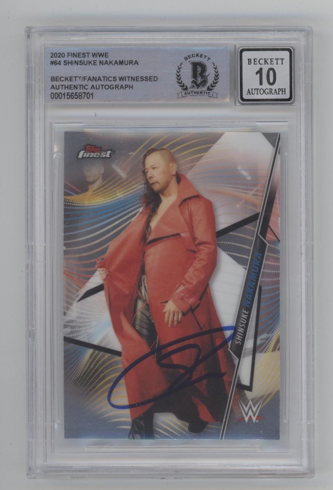 Shinsuke 2020 Topps Finest #64 with Beckett Witnessed Auto 10