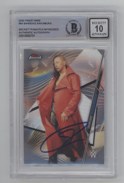 Shinsuke 2020 Topps Finest #64 with Beckett Witnessed Auto 10