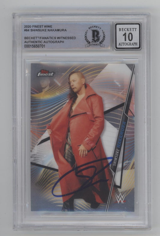 Shinsuke 2020 Topps Finest #64 with Beckett Witnessed Auto 10