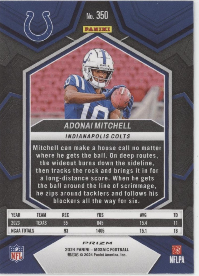 Adonai Mitchell 2024 Panini Mosaic Prizm RC #350