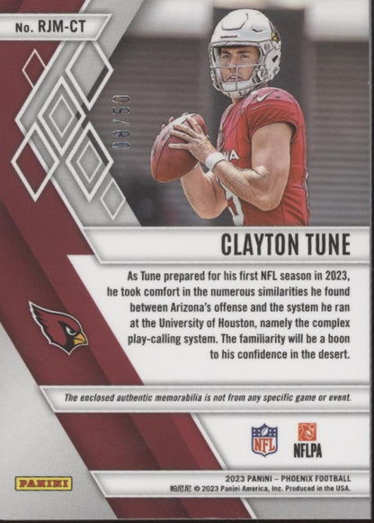 Clayton Tune 2023 Panini Phoenix Yellow Swatch RC 08/50 #RJM-CT